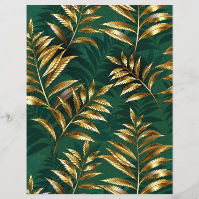 Seamless pattern with golden ferns brevhuvud (Framsida)