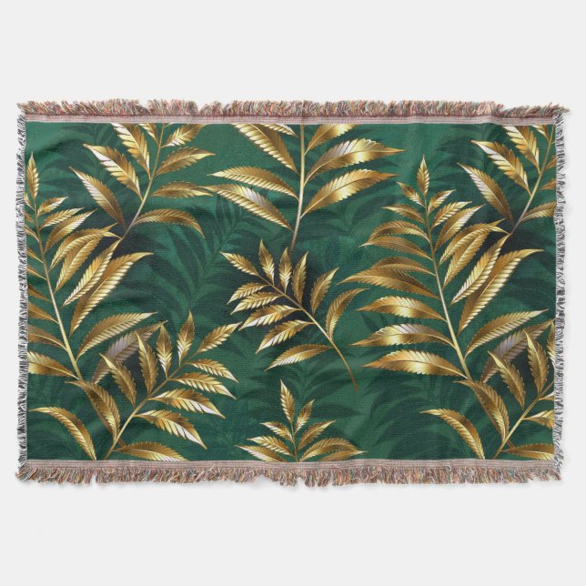 Seamless pattern with golden ferns filt (Framsidan)