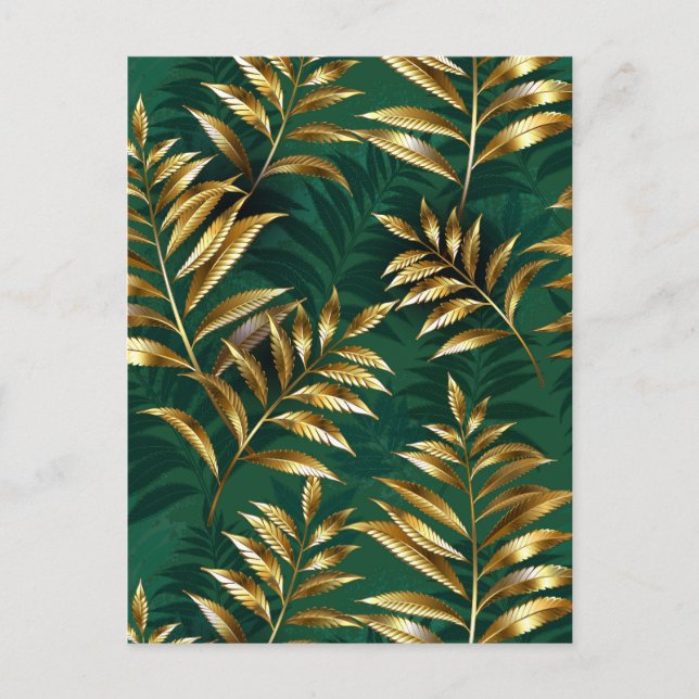 Seamless pattern with golden ferns helg vykort (Framsida)