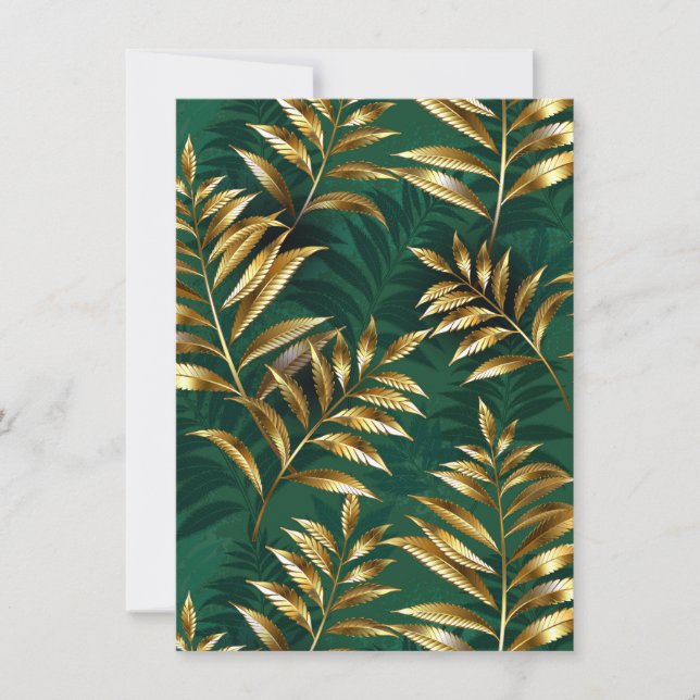 Seamless pattern with golden ferns inbjudningar (Framsida)