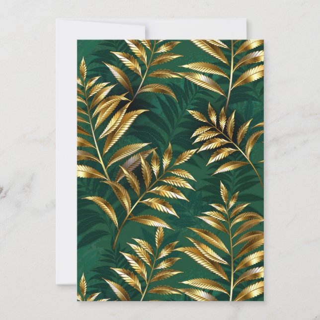 Seamless pattern with golden ferns kort (Framsida)