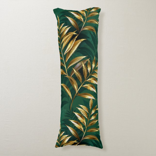Seamless pattern with golden ferns kroppskudde (Framsidan Vertikal)