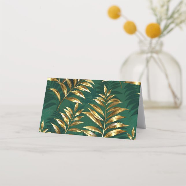Seamless pattern with golden ferns lojalitetskort (Framsida)