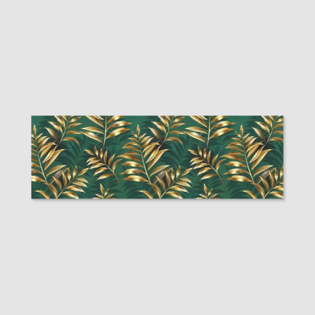 Seamless pattern with golden ferns namnbricka (Framsida)