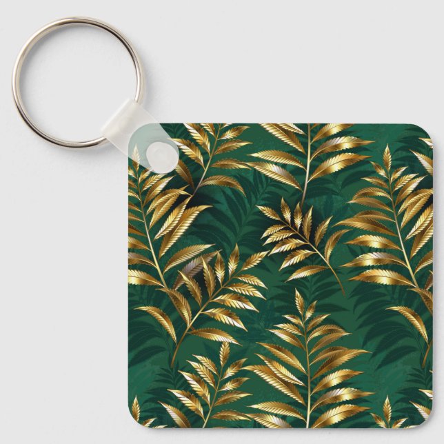 Seamless pattern with golden ferns nyckelring (Framsida)
