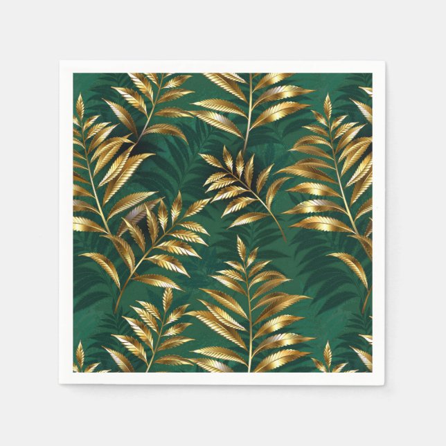 Seamless pattern with golden ferns pappersservett (Framsidan)