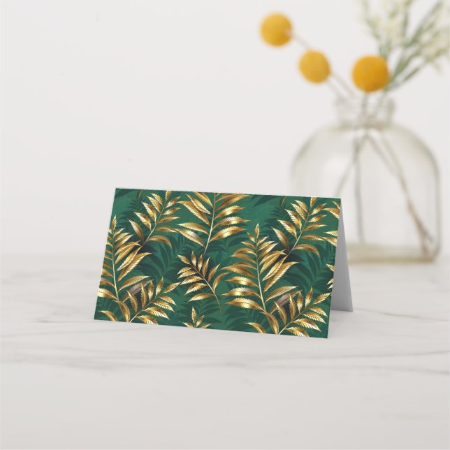 Seamless pattern with golden ferns placeringskort (Framsida)