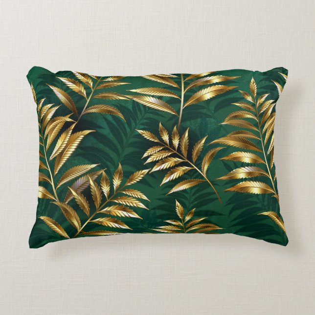Seamless pattern with golden ferns prydnadskudde (Framsidan)