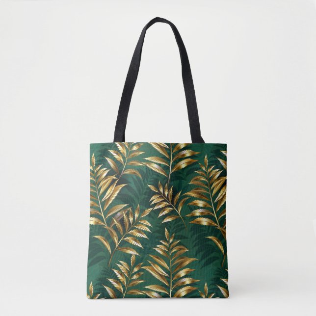Seamless pattern with golden ferns tygkasse (Framsida)
