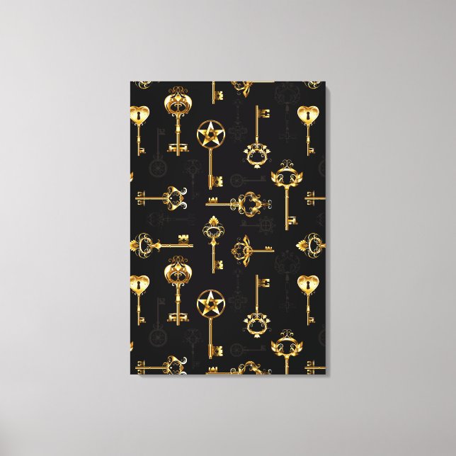Seamless Pattern with Golden Keys Canvastryck (Framsida)