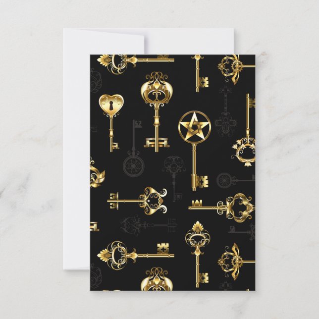 Seamless Pattern with Golden Keys Kort (Framsida)