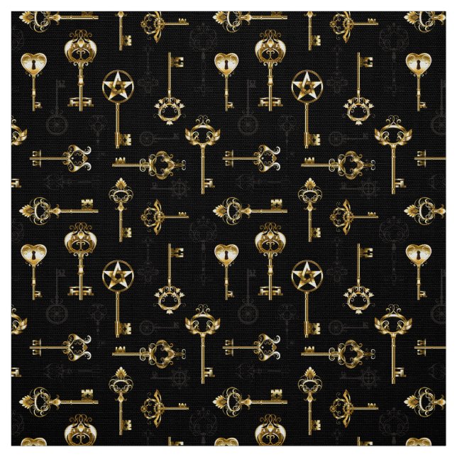 Seamless Pattern with Golden Keys Tyg (Provkarta)