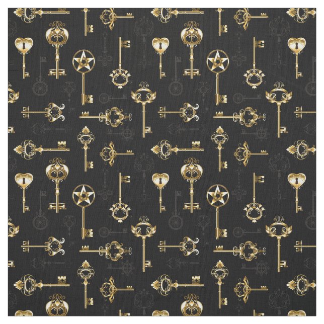 Seamless Pattern with Golden Keys Tyg (Provkarta)