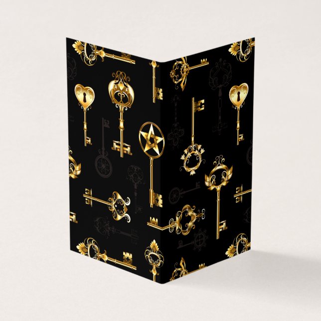 Seamless Pattern with Golden Keys Visitkort (Utsida)