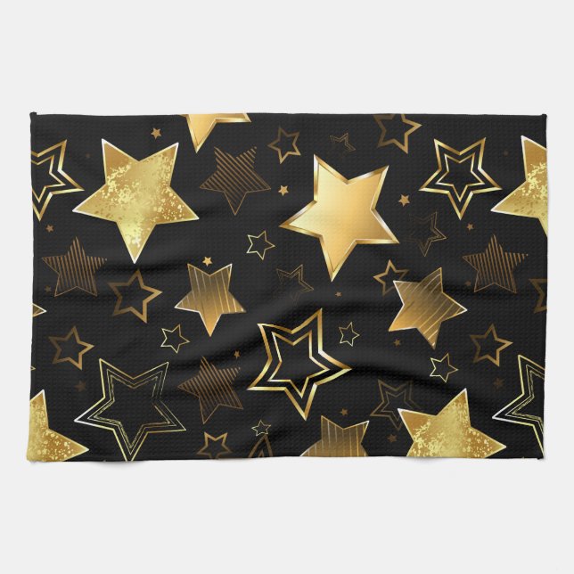 Seamless pattern with Golden Stars Kökshandduk (Horisontell)