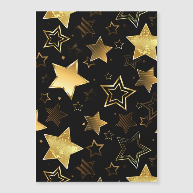 Seamless pattern with Golden Stars Magnetisk Inbjudningskort (Framsida)