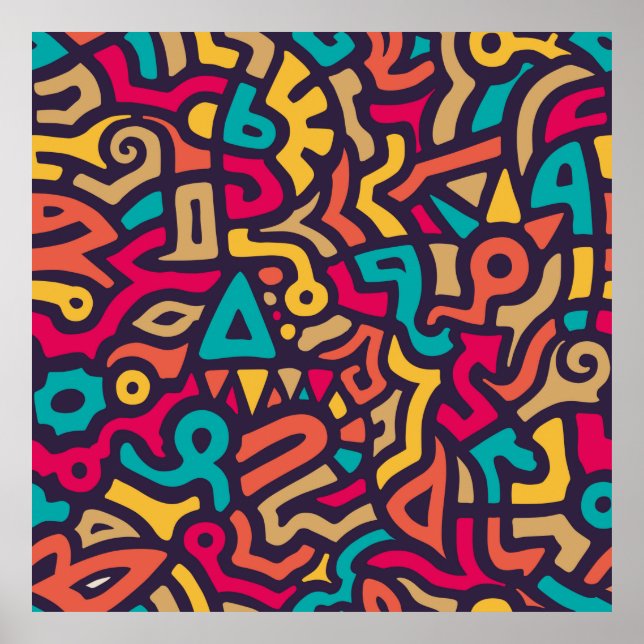 Seamless Pattern with Graffiti Curve Shapes. Mix o Poster (Framsidan)
