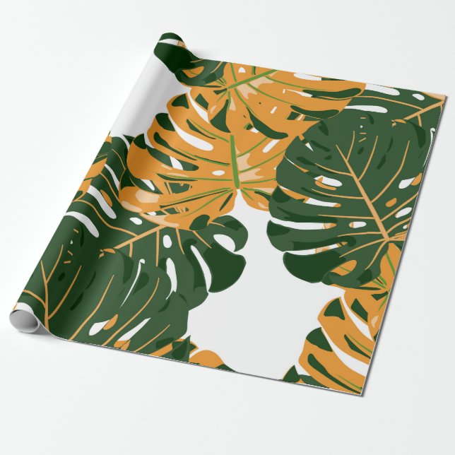 Seamless Pattern with Hawaiian Rainforest. Retro C Presentpapper (Utrullad)