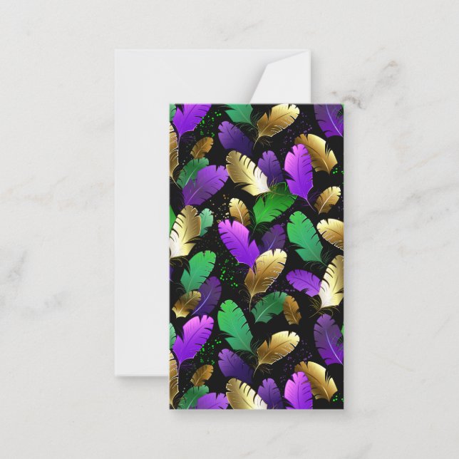 Seamless Pattern with Mardi Gras feathers Anteckningskort (Framsida)