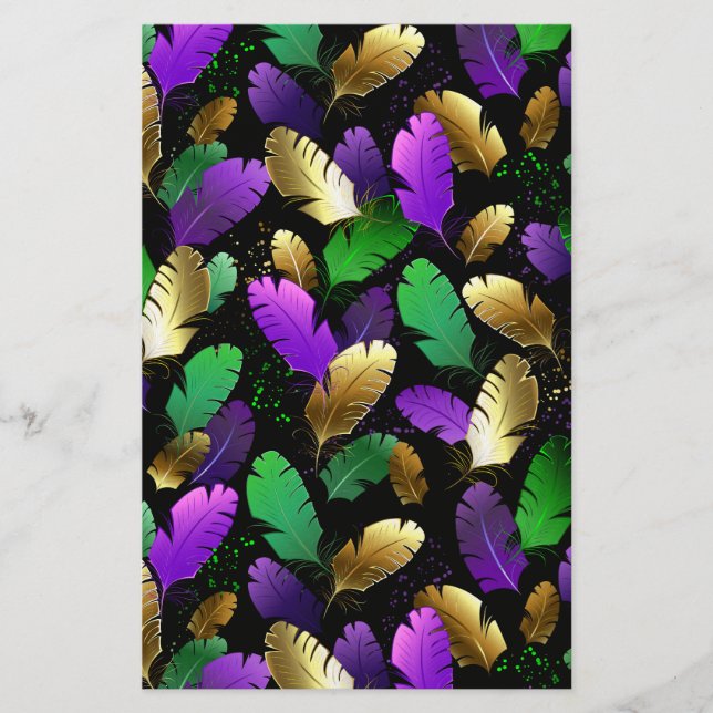 Seamless Pattern with Mardi Gras feathers Brevpapper (Framsida)