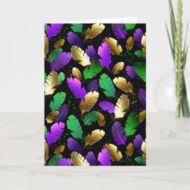 Seamless Pattern with Mardi Gras feathers Inbjudan (Framsida)
