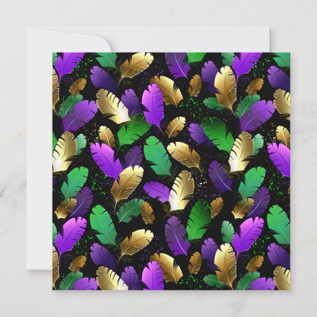 Seamless Pattern with Mardi Gras feathers Julkort (Framsida)