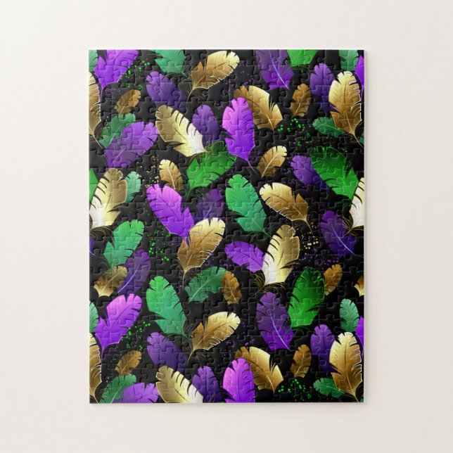 Seamless Pattern with Mardi Gras feathers Pussel (Vertikal)