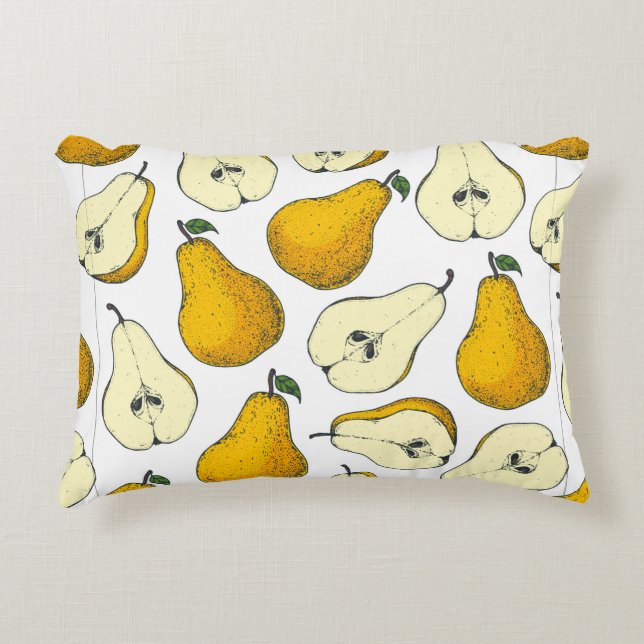 Seamless pattern with pear. Hand drawn pattern bac Prydnadskudde (Framsidan)