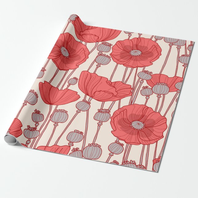 Seamless pattern with poppies.  presentpapper (Utrullad)
