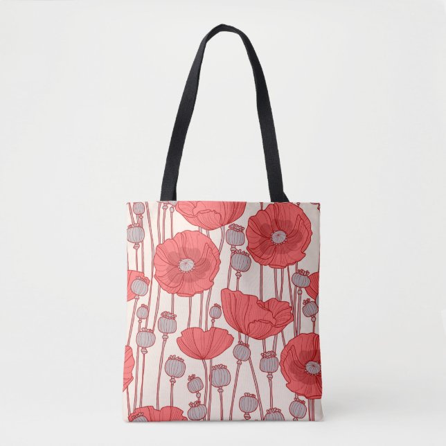Seamless pattern with poppies.  tygkasse (Framsida)