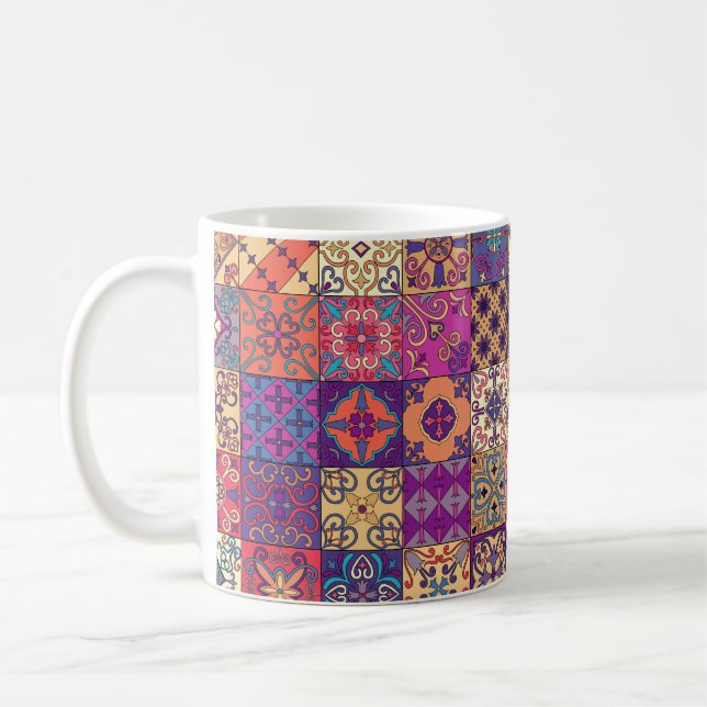 Seamless pattern with portuguese tiles in talavera kaffemugg (Vänster)