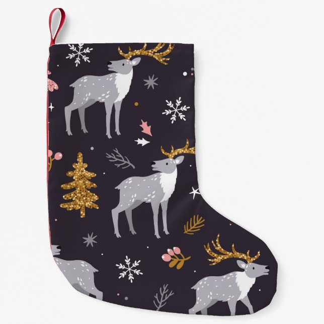  seamless pattern with reindeer, fir trees and sno liten julstrumpa (Framsidan)