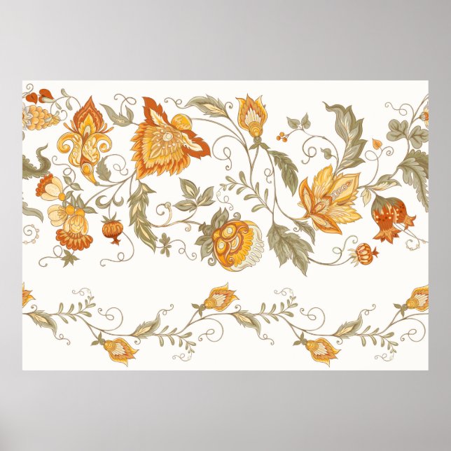 Seamless pattern with stylized ornamental flowers  poster (Framsidan)