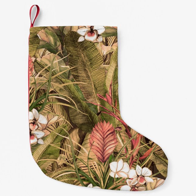 Seamless pattern with tropical leaves and flowers. liten julstrumpa (Framsidan)
