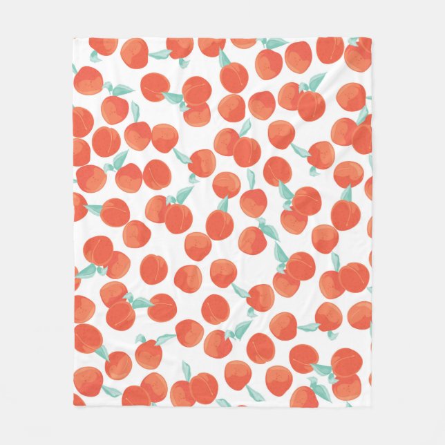Seamless peach pattern with fruits background. Sum Fleecefilt (Framsidan)