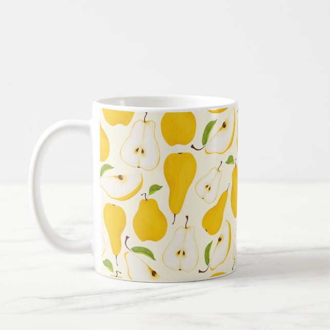Seamless pear pattern. Different pears whole fruit Kaffemugg (Vänster)