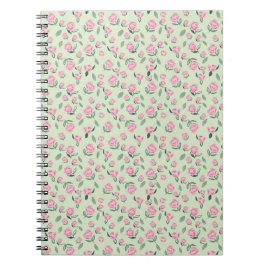 Seamless Pink Rose Watercolor Pattern Anteckningsbok