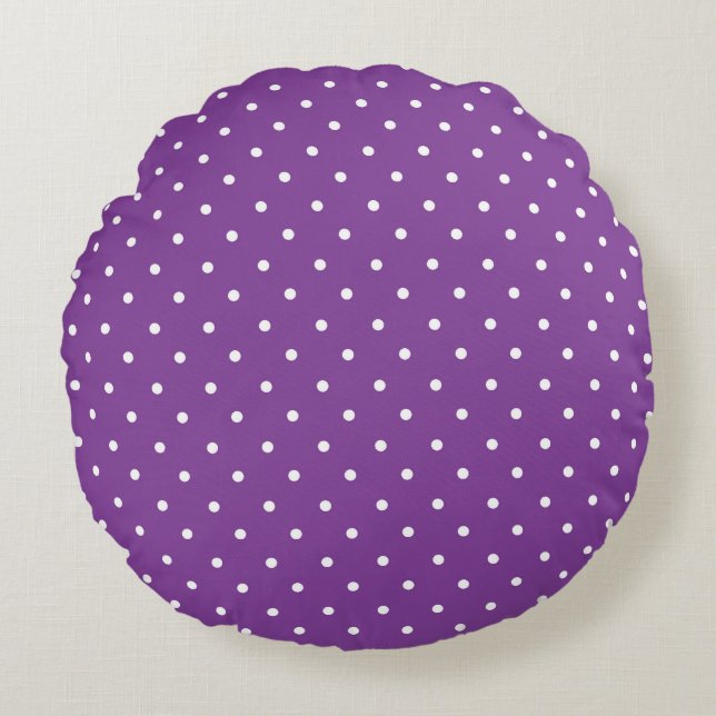 Seamless purple background polka dot pattern  rund kudde (Framsidan)