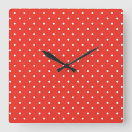 Seamless red background polka dot pattern fyrkantig klocka