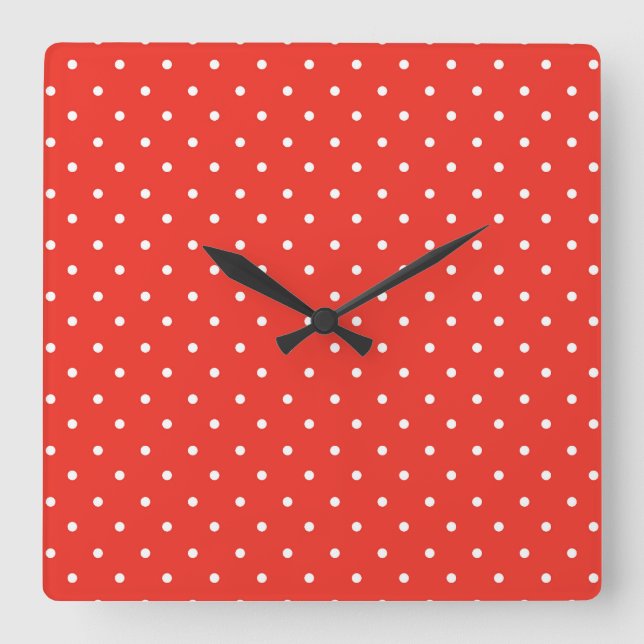 Seamless red background polka dot pattern fyrkantig klocka (Framsida)