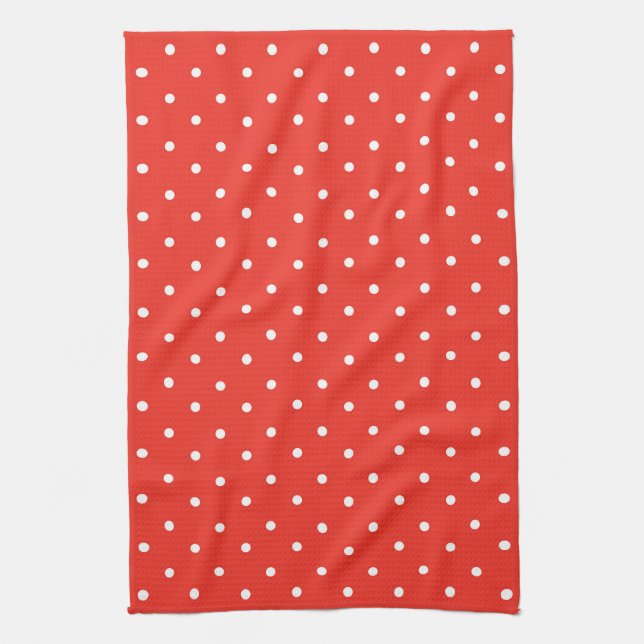 Seamless red background polka dot pattern kökshandduk (Vertikal)
