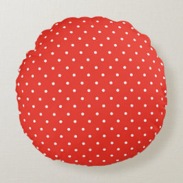 Seamless red background polka dot pattern rund kudde
