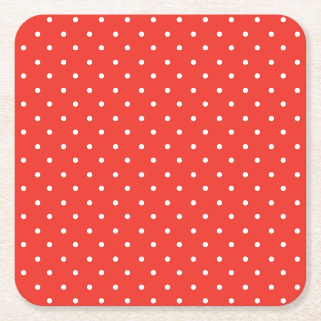Seamless red background polka dot pattern underlägg papper kvadrat (Framsidan)