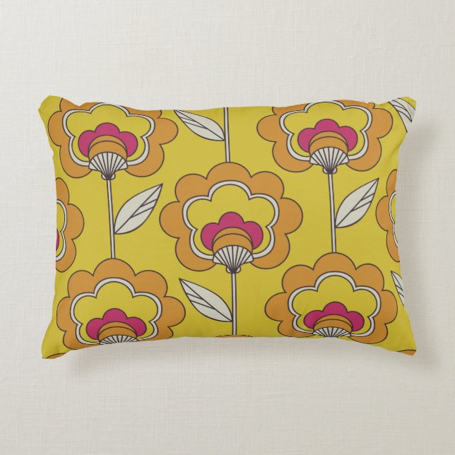 seamless retro floral pattern prydnadskudde (Framsidan)