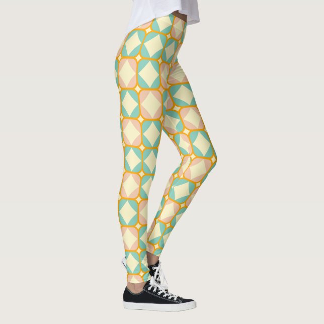Seamless retro pattern with rounded squares leggings (Höger)