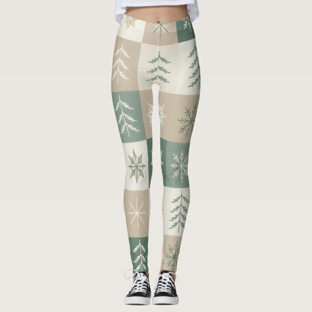 Seamless Scandinavian Christmas tree pattern Leggings (Framsida)