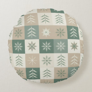 Seamless Scandinavian Christmas tree pattern Rund Kudde