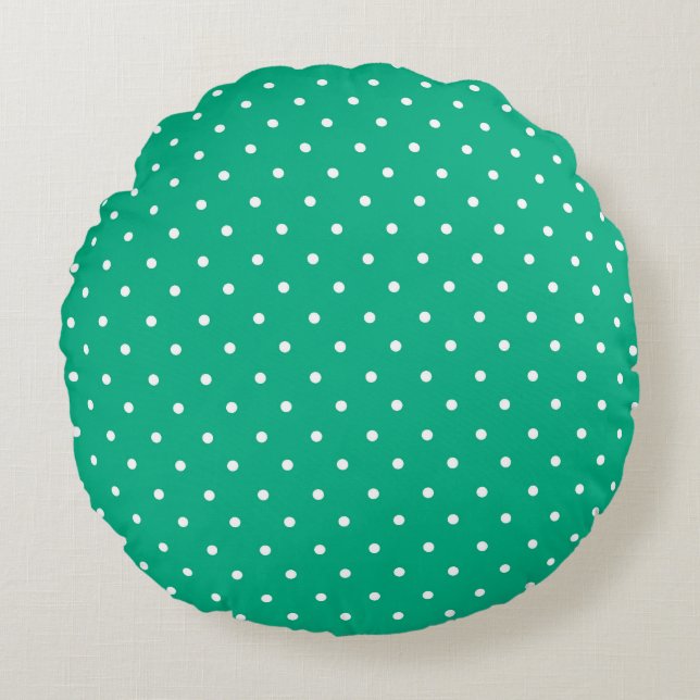 Seamless solid teal polka dot pattern rund kudde (Framsidan)