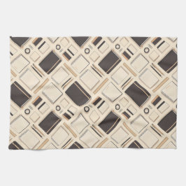 Seamless stationery pattern notebooks rulers kökshandduk