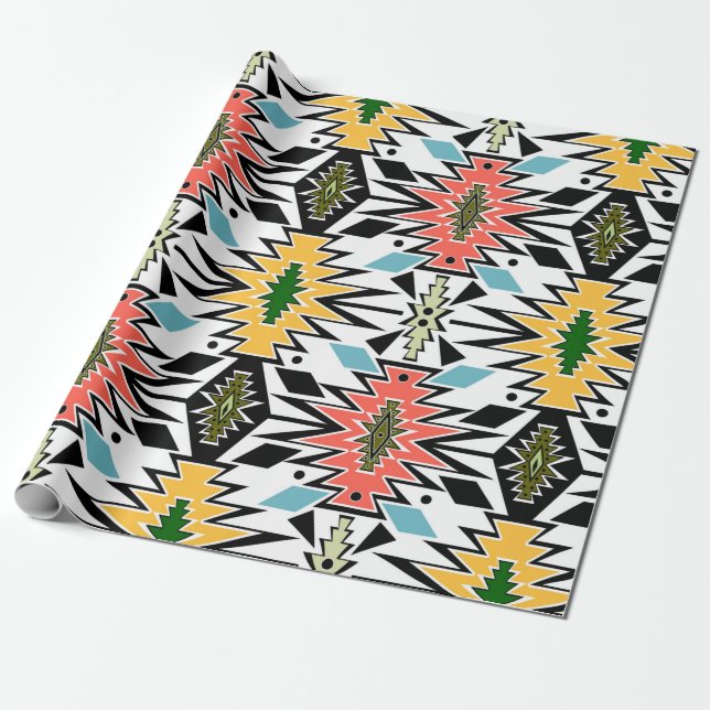 Seamless Tribal african ornamental mönster backgro Presentpapper (Utrullad)